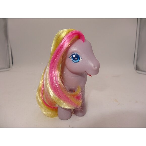 My Little Pony MLP Triple Treat 2002 Purple w Pink Yellow Mane Tail - Picture 2 of 7
